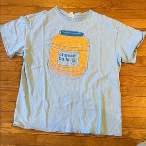 VTG Adults Cheese Balls Graphic T-Shirt Blue XL Novelty Silly